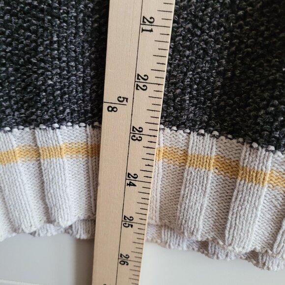 Cotton Country Sweater Womens Large Gray Cabin Style Striped Cuffs Slouchy - Picture 7 of 10